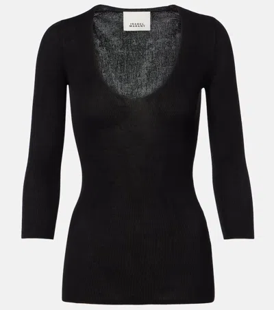 Isabel Marant Felicia Knitted Cotton-blend Top In Black