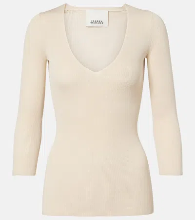ISABEL MARANT FELICIA KNITTED COTTON-BLEND TOP