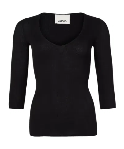 Isabel Marant Felicia Three-quarter-sleeved Top In Black