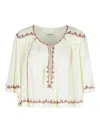 Isabel Marant Felicity Embroidered Draped-sleeve Blouse In Neutral