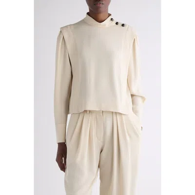 Isabel Marant Felissa Button Shoulder Mock Neck Top In Neutral