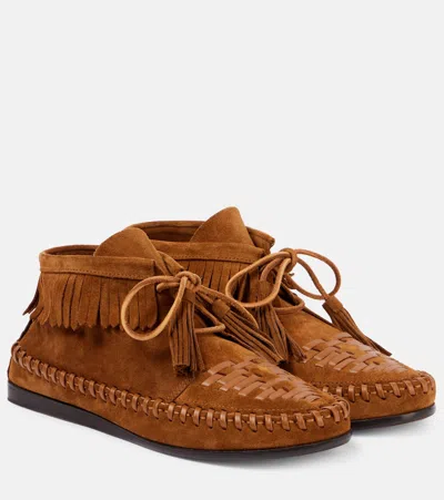 Isabel Marant Felsa Fringed Suede Ankle Boots In Brown