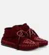 Isabel Marant Felsa Fringed Tasseled Leather-trimmed Suede Ankle Boots In Burgundy