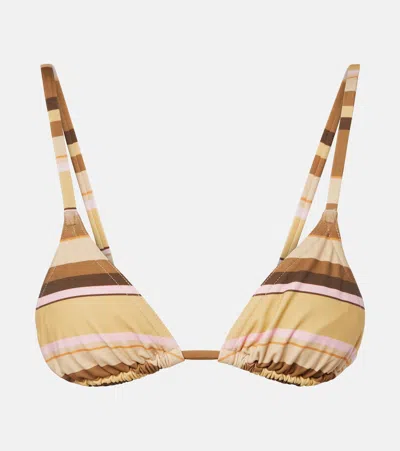 Isabel Marant Feride Striped Triangle Bikini Top In Brown