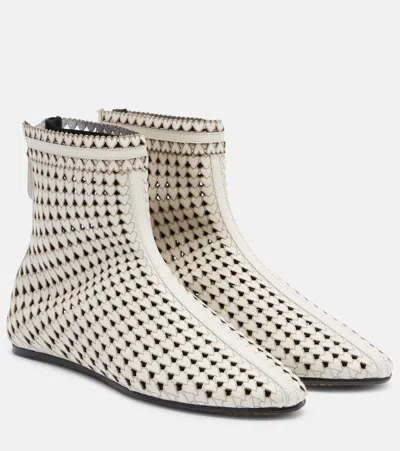 Isabel Marant Ferix Ankle Boots Pointed Toe Heart Pattern In Nude