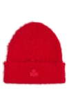 Isabel Marant Festive Rib Logo Beanie In Red