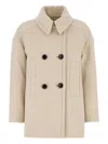 Isabel Marant Short Wool Coat Double-breasted Front In Nude