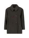 Isabel Marant Double-breasted Green Jacket With Structured Collar And Large Buttons In Black