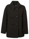 Isabel Marant Double-breasted Green Jacket With Structured Collar And Large Buttons In Black