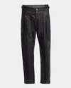 Isabel Marant Fidji Pleated Straight-leg Coated Linen Pants In Black