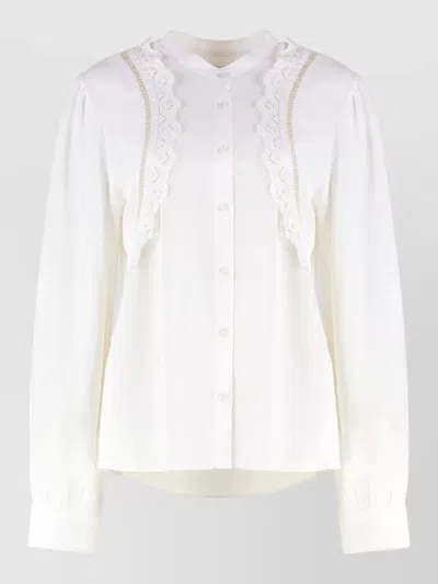 Isabel Marant Filippa Viscose Blouse With Front Embroidery And Buttoned Cuffs In White