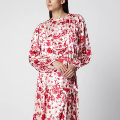 Isabel Marant Floral Dress Fitted Silhouette Sheer Fabric In Red