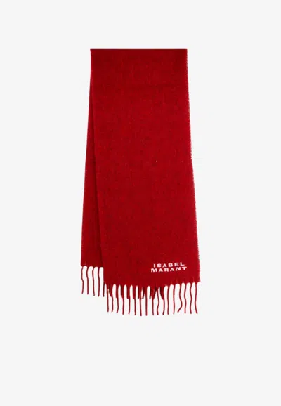 Isabel Marant Firmy Alpaca Blend Fringed Scarf In Red
