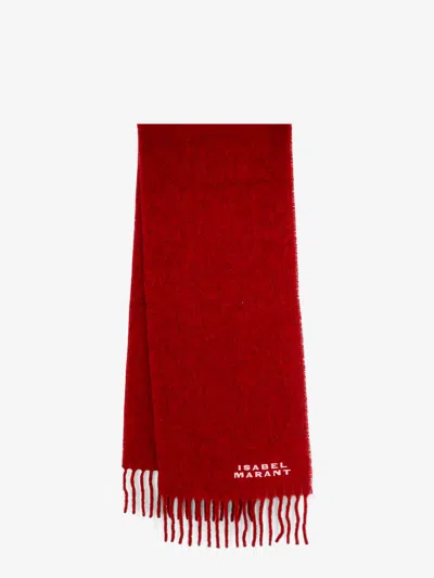 Isabel Marant Firmy Logo-embroidered Fringed Scarf In Red