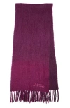Isabel Marant Firna Logo Embroidered Fringe Scarf In Purple