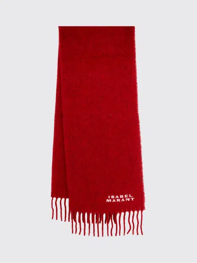 Isabel Marant Firny Embroidered-logo Alpaca Wool-blend Scarf With Fringes In White
