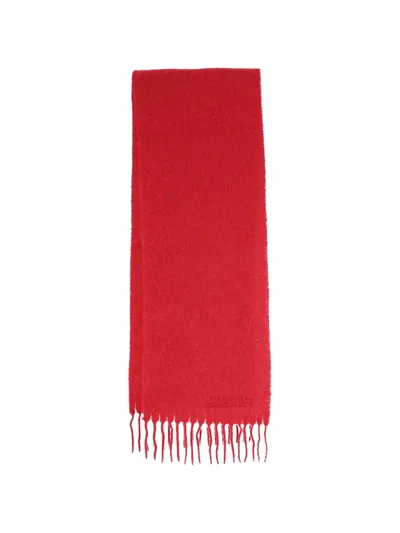 Isabel Marant Firny Fringed Logo-embroidered Scarf In Red