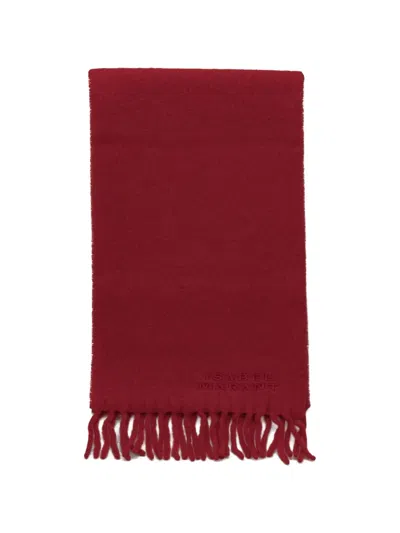 Isabel Marant Firny Logo-embroidered Fringed Scarf In Red