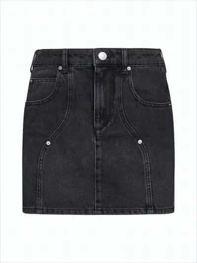 Isabel Marant Fitted Black Denim Mini Skirt In Multi