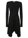 Isabel Marant Fitted Black Dress With Asymmetrical Hemline In Black