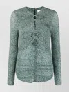 Isabel Marant Fitted Long Sleeve Top With Keyhole Detail In Blue