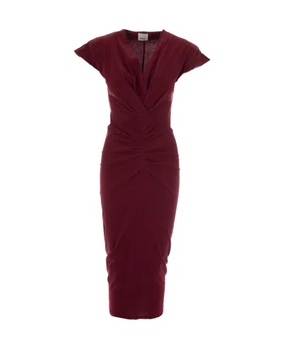 Isabel Marant Fitted Pleated Dress With Draped Cache-caur Effect In Brown