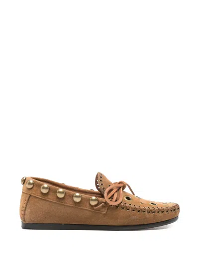 Isabel Marant Fitza Eyelet Studded Loafers In Brown