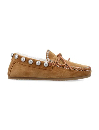 Isabel Marant Fitza Embellished Suede Loafers In Brown