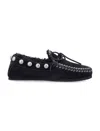 Isabel Marant Faomee Studded Shearling-lined Suede Loafers In Faded Black