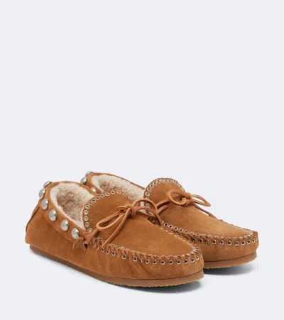 Isabel Marant Fitza Shearling-lined Suede Loafers In Beige