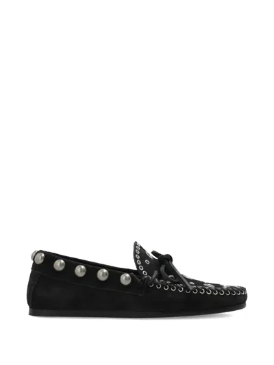 Isabel Marant Women Suede Eyelets Moccasin In Black