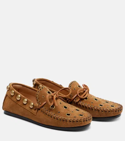 Isabel Marant Fitza Studded Suede Loafers In Sand