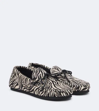 Isabel Marant Fitza Zebra-print Calf Hair Loafers In Black