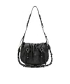 Isabel Marant Bolton Embellished Tasseled Textured-leather Shoulder Bag In Black