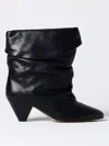 Isabel Marant Dalby Black Ankle Boots With Cone Heel And Gathered Details In Leather Woman In Schwarz