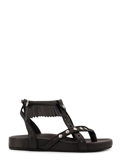 Isabel Marant Flat Leather Sandals In Black