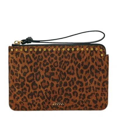 Isabel Marant Flat Pouch Leather Clutch Bag In Brown