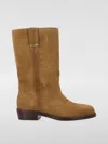 Isabel Marant Almond Toe Suede Block Heel Boots In Camel