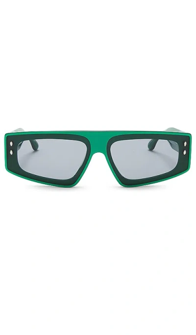 Isabel Marant Women's Pearled Green Rectangular Flat-top Sunglasses