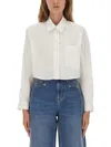 Isabel Marant Long Sleeve Collared Top With Chest Pocket In White