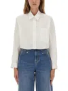 Isabel Marant Long Sleeve Collared Top With Chest Pocket In White