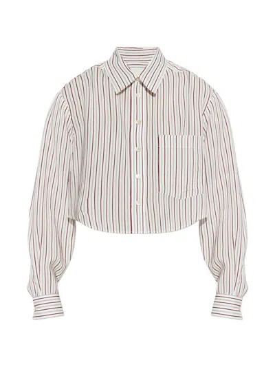 Isabel Marant Fleora Striped Cropped Shirt In White