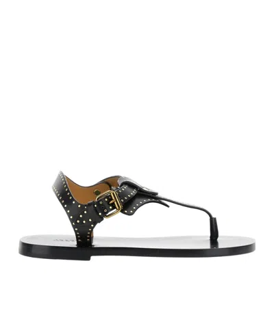 Isabel Marant Flat Thong Sandals With Metallic Studs In Black