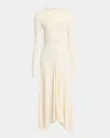 Isabel Marant Flora Ruched Boucle Long-sleeve Midi Dress In Neutral