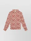 Isabel Marant Floral Collared Lightweight Long Sleeves Top In Red