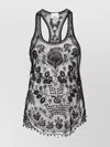Isabel Marant Floral Embroidery Mesh Tank Top In Black
