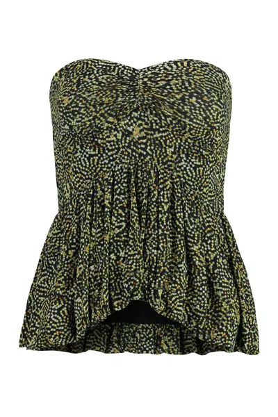 Isabel Marant Floral Gathered Waist Top In Green For Women