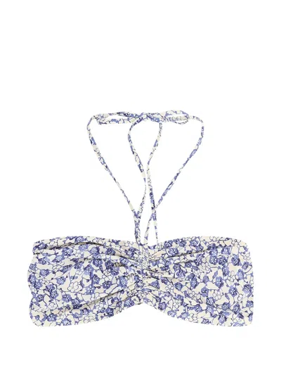 Isabel Marant Floral Knot Bikini Top In Gray