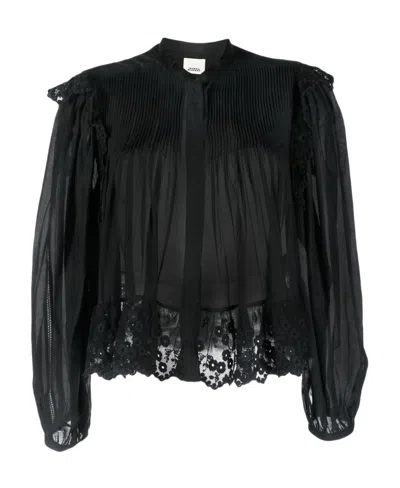 Isabel Marant Floral-lace Cotton Blouse In Black