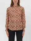 Isabel Marant Floral Long Sleeve Collared Top In Multi